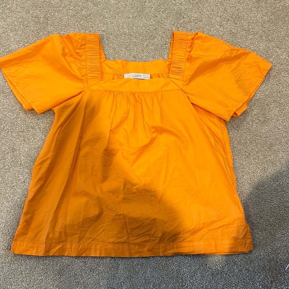Bright Orange square next blouse from LOFT